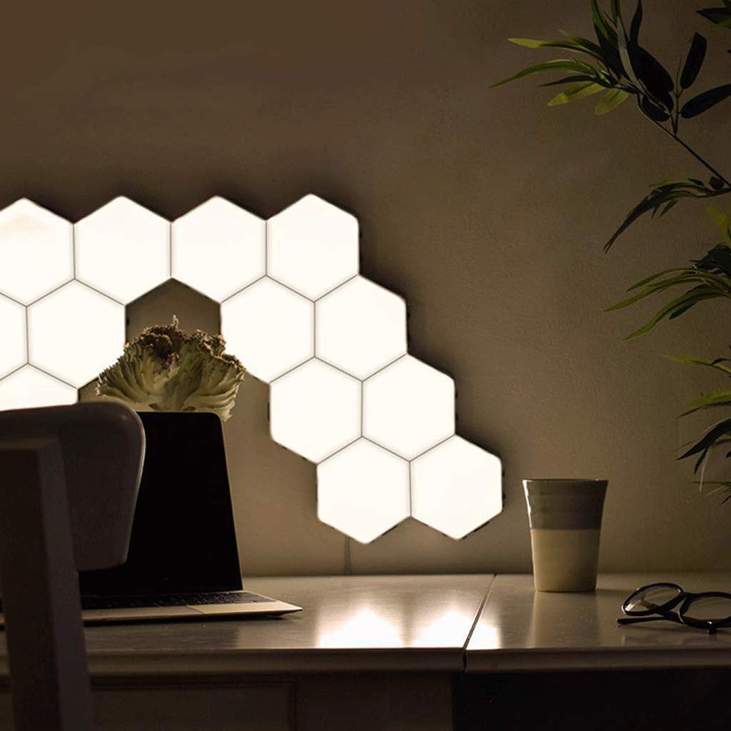 GI LED Touch Sensitive Hexagonal Wall Lights Modular LED Honeycomb Night Lights Creative Geometry Assembly DIY Modern Wall Lamps Decoration for Bedroom Gi 818 7MD Store